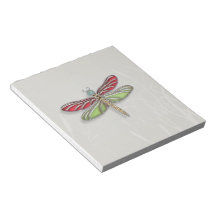Green & Red Jeweled Dragonfly Note Pads