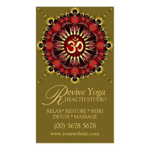 Green Red NewAge Gold OM Sign Yoga Business Cards