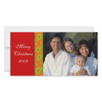 Green Red Orange Paisley Family Christmas Photo photo cards