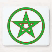 Green red Pentacle Mouse Pads