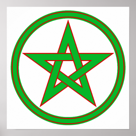Green red Pentacle Poster