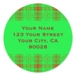 green red plaid Address Labels stickers