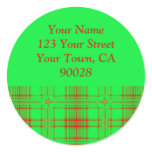 green red plaid Address Labels stickers