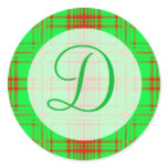green red plaid monogram stickers