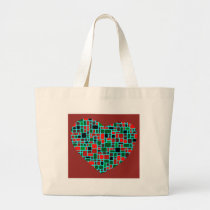 Green & Red Square Heart bags