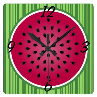 Green Red Watermelon Design Wall Clocks
