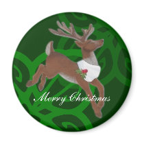 Green Reindeer Magnet
