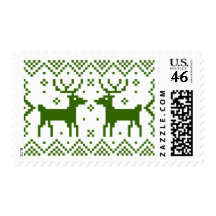Green Reindeer Stamps For Holiday Christmas Cards