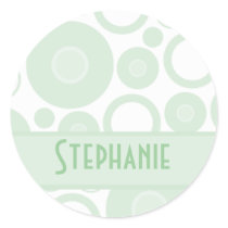 Green Retro Circles Custom name stickers stickers