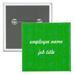 Green Retro Employee Name Tag Button buttons