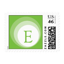 green retro monogram postage postage