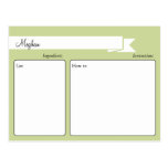 Green Retro Recipe Card Post Card