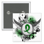 Green Ribbon And Wings Kidney Disease Pinback Button
