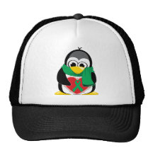 Green Ribbon Penguin Scarf Trucker Hat