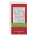 Green ribbon red custom Christmas holiday greeting photocard