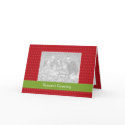Green ribbon red photo Christmas holiday greeting card