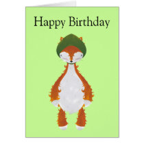 Green Riding Fox Birthday Greeting Card