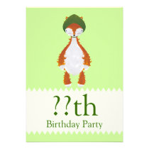 Green Riding Fox Birthday Party Custom Announcements
