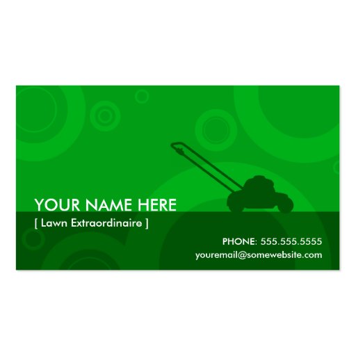 green rings mowing business card template (front side)