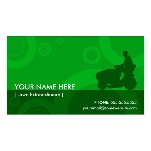 green rings mowing business card template (front side)