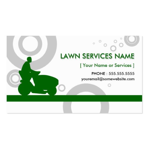 green rings mowing business cards (front side)