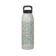 Green Rombic Paisley Pattern Water Bottle