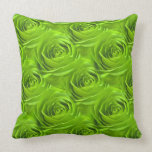 Green Rose Center Wallpaper Pattern Throw Pillows