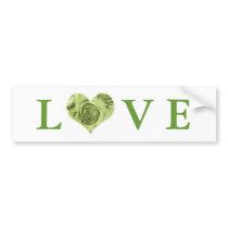 Green Rose Heart Love Bumper Sticker bumper stickers