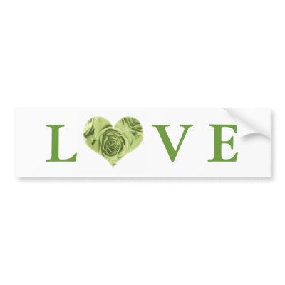 Green Rose Heart Love Bumper Sticker by BestCards