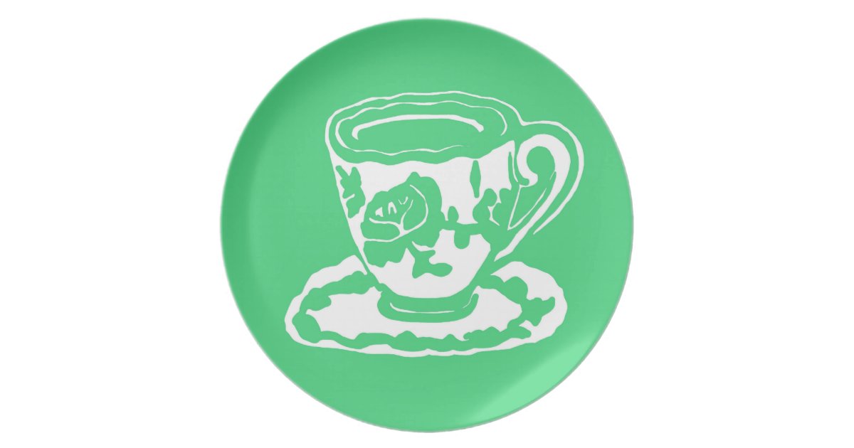 Green Rose Teacup Plate Zazzle