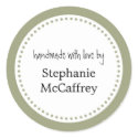 Green rosette handmade custom label party favor sticker