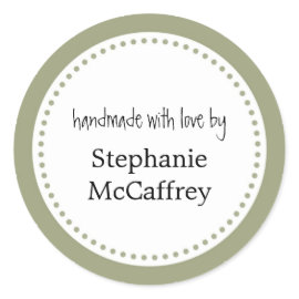 Green rosette handmade custom label party favor sticker