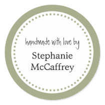 Green rosette handmade custom label party favor stickers