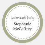 Green rosette handmade custom label party favor sticker