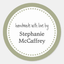 Green rosette handmade custom label party favor stickers
