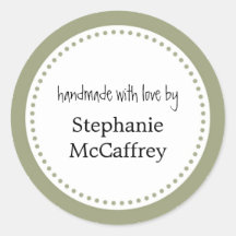 Green rosette handmade custom label party favor sticker
