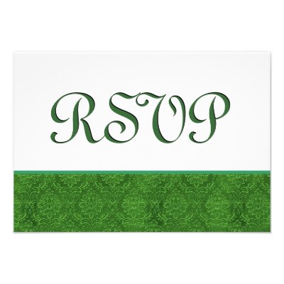 Green RSVP Damask Wedding C103 Invitation