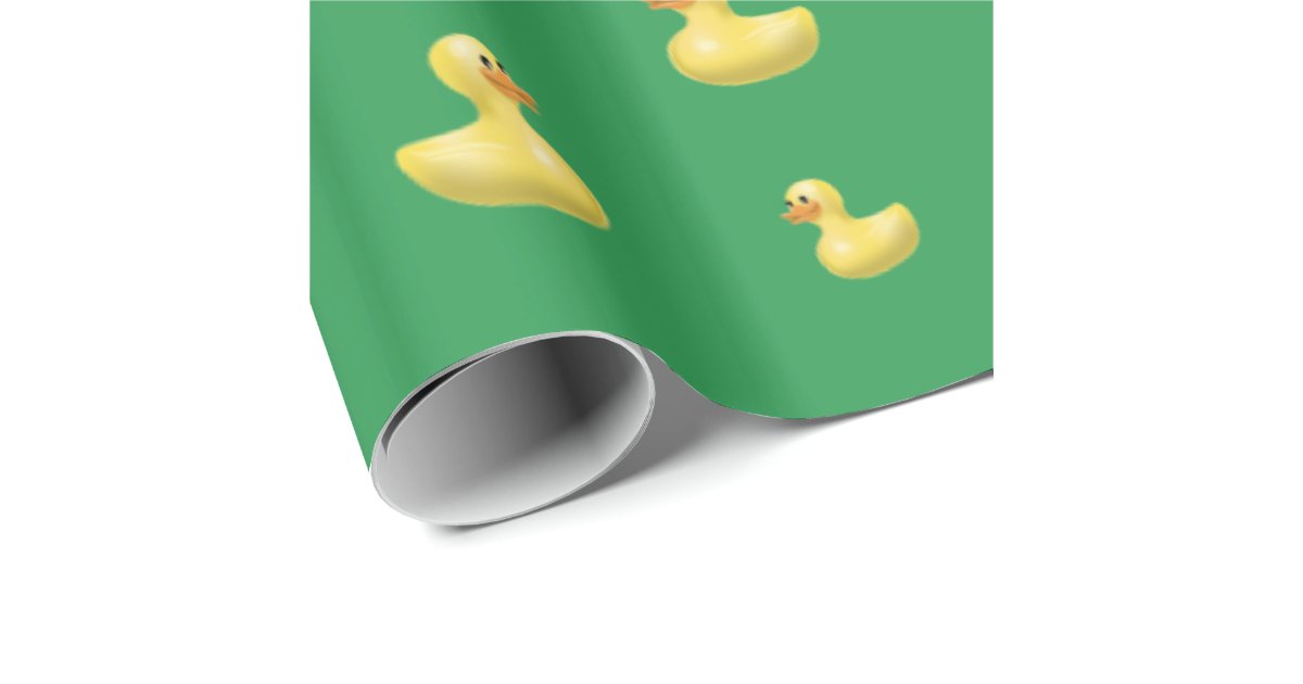 Green rubber duck pattern wrapping paper Zazzle