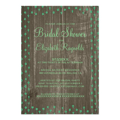 Green Rustic Country Bridal Shower Invitations