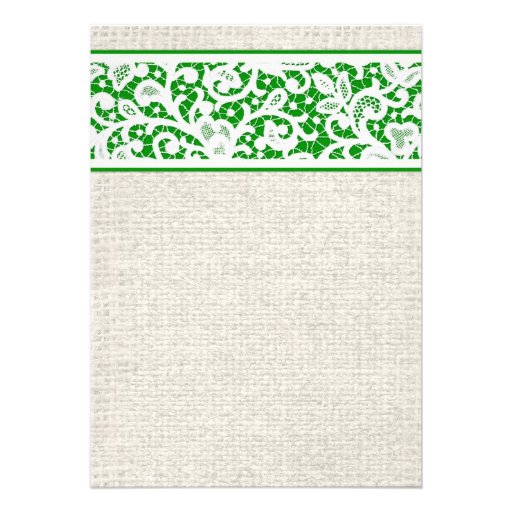 Green Rustic Country Burlap Wedding Invitations