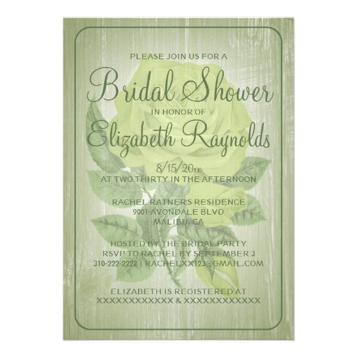 Green Rustic Floral Bridal Shower Invitations