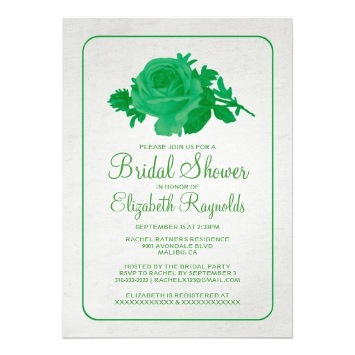 Green Rustic Floral/Flower Bridal Shower Invites