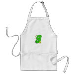 Green S monogram aprons