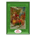 Green santa greeting cards