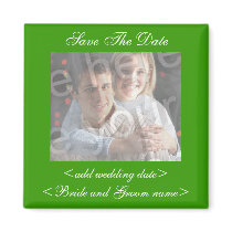 Green Save The Date Photo Magnet