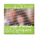 Green save the date wedding announcement photo refrigerator magnet