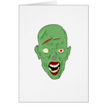 Green scarred zombie greeting card