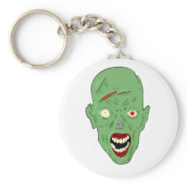 Green scarred zombie key chain