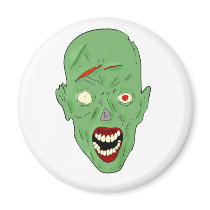 Green scarred zombie fridge magnets