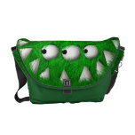 Green Scary Furry Monster Courier Bags